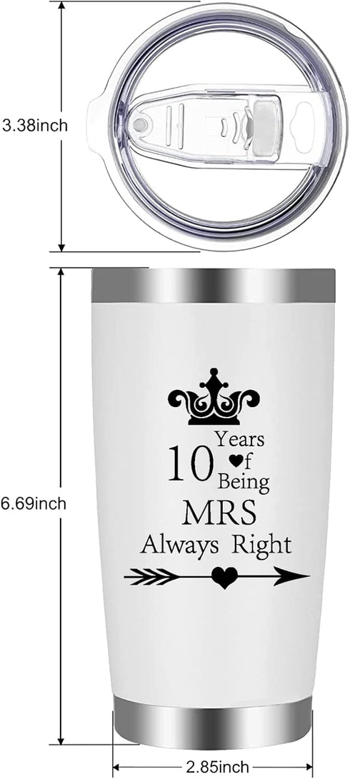 10 years Wedding Engagement Anniversary Tumblers for Couples